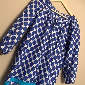 Larsen Gray Blue Polka Dot Blouse - Size Large